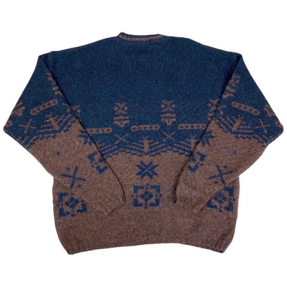 Vintage 90s Blue Brown Woolrich Made in USA Knit Jumper XL