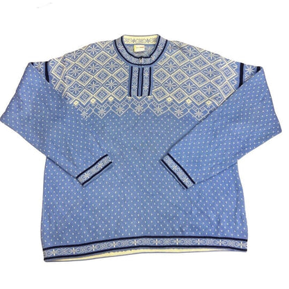 Vintage 90s Blue White Scandinavian Style 1/4 Zip Knit Jumper XXXL