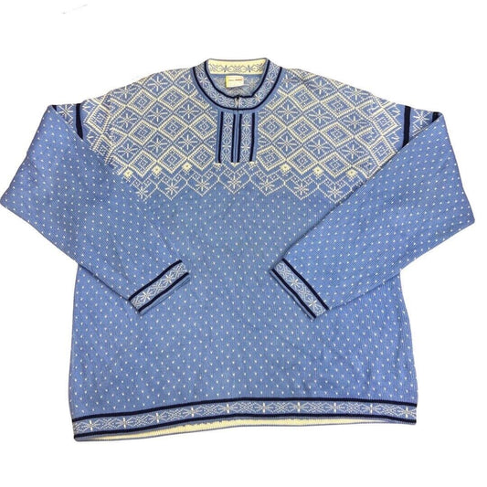 Vintage 90s Blue White Scandinavian Style 1/4 Zip Knit Jumper XXXL