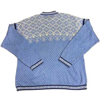 Vintage 90s Blue White Scandinavian Style 1/4 Zip Knit Jumper XXXL