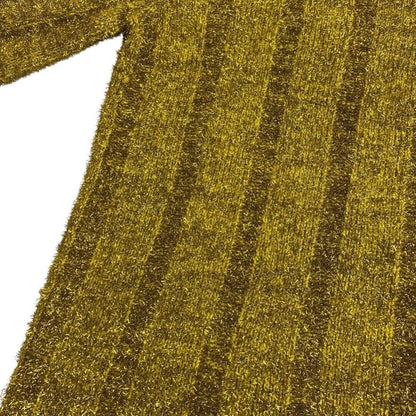 VTG 80s 90s Gold Glitter Roll Neck Disco Tinsel oversize Jumper  14 16 18 20 22