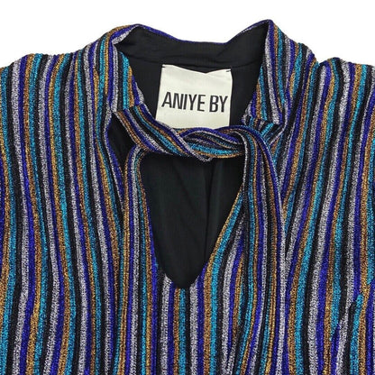 00s Blue Black Glitter Aniye By Bishop Sleeve Party Top 8 10 S