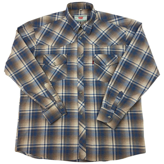 Vintage 70s Style Big E Levi’s Plaid Button Down Western Shirt L