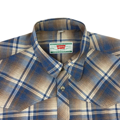 Vintage 70s Style Big E Levi’s Plaid Button Down Western Shirt L