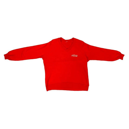 Vintage 90s Red Embroidered Coca Cola Coke Jersey Knit Sweater Jumper M L