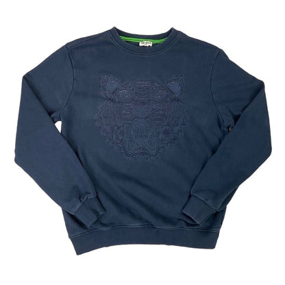 Vintage 90s 00s Navy Embroidered Kenzo Tiger Crew Neck Jumper S