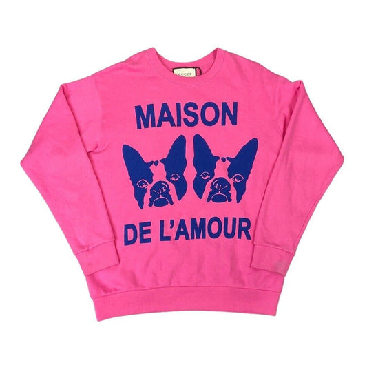 Fall 2018 Gucci Pink Maison de l’Amour Bosco Orso Crystal Sweater M