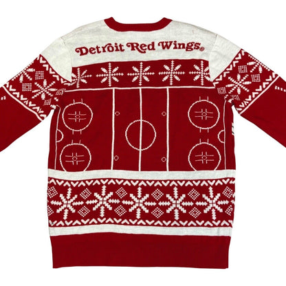 Vintage 90s 00s Red White NHL Hockey Christmas Knit Jumper M
