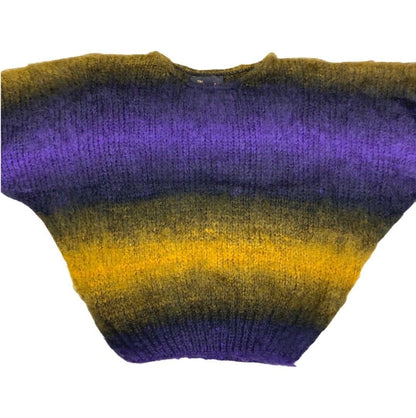 Vintage 80s Style Purple Yellow Batwing Gradient Knit 14 16 L