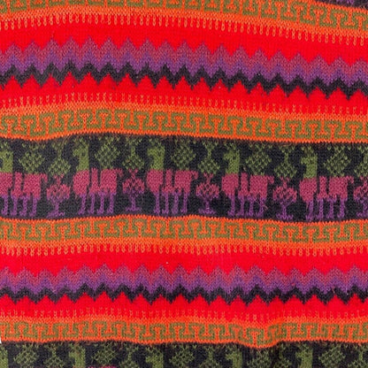 Vintage 90s Red Purple Striped Zig-Zag Geometric Alpaca Knitted Jumper 14