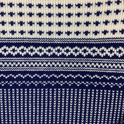 Vintage 80s 90s Cream Blue Scandinavian Turtle Neck Pattern Knitted Jumper 12 14