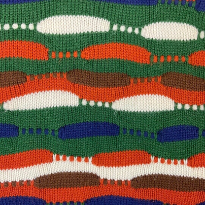 Vintage 80s 90s Orange Green Wavy Patterned  Knitted Jumper 8 10