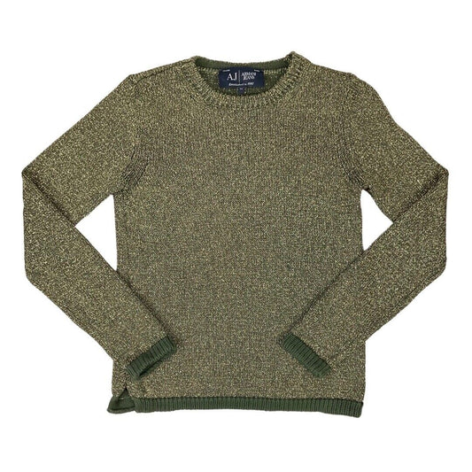 Vintage 90s 00s Khaki Green Gold Armani Jeans Lurex Slim-Fit Knitted Jumper 8