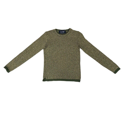 Vintage 90s 00s Khaki Green Gold Armani Jeans Lurex Slim-Fit Knitted Jumper 8