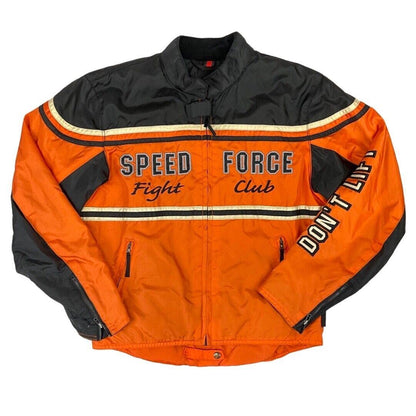 Vintage 90s Orange Black Hein Gericke Embroidered Racing Motorcycle Jacket M