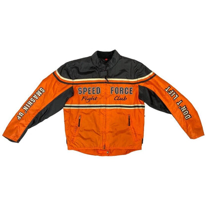 Vintage 90s Orange Black Hein Gericke Embroidered Racing Motorcycle Jacket M