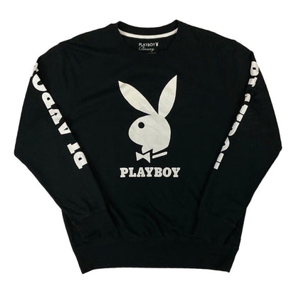 Vintage 90s Y2K Black White Graphic Print Playboy Bunny Sweatshirt 12 14