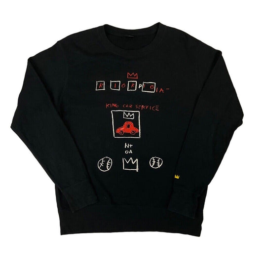 80s Style Black SPRZ NY Street Artist Jean Michel-Basquiat Graphic Sweatshirt M