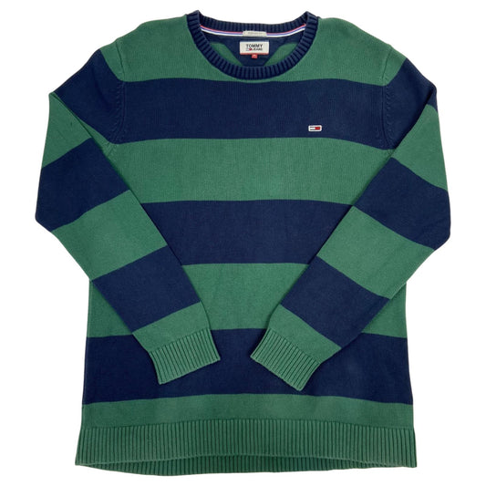 Vintage 90s 00s Navy Green Tommy Hilfiger Striped Knit Sweater XL