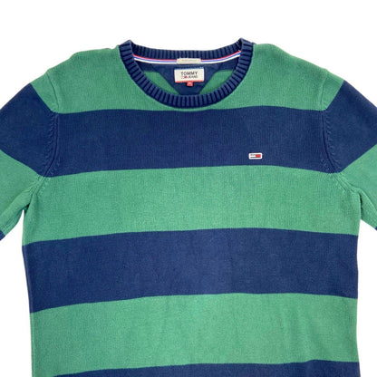 Vintage 90s 00s Navy Green Tommy Hilfiger Striped Knit Sweater XL