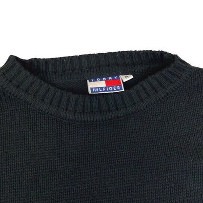 Vintage 90s 00s Black Embroidered Tommy Hilfiger Knit Sweater L