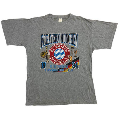Vintage 1994 Grey Bayern Munich Graphic Printed T-shirt L