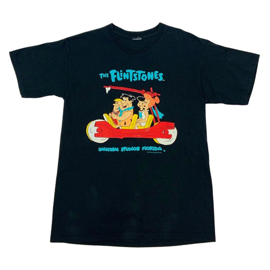 Vintage Rare 1991 Black Flintstones Graphic Print T-Shirt M