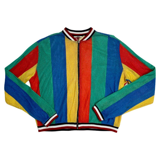 Vintage 90s Red Yellow Blue Tommy Hilfiger Mesh String Jacket 8 10 S