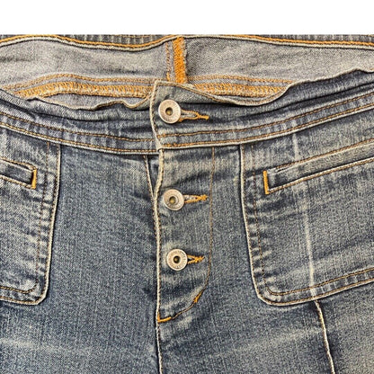 Vintage Y2K 00s Blue Distressed Bootcut Low-Rise Denim Jeans S 10