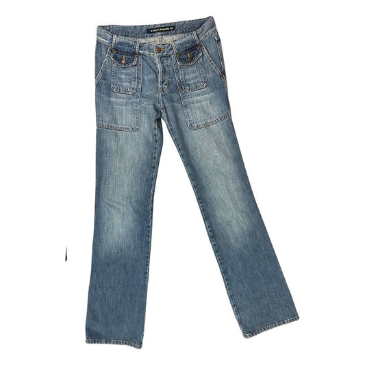 Vintage Y2K 00s Blue DKNY Distressed Bootcut Denim Jeans 12 14