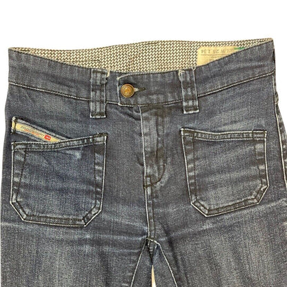 Vintage 90s Y2K Dark Blue Diesel Metal Distressed Bootcut Denim Jeans S 8 10