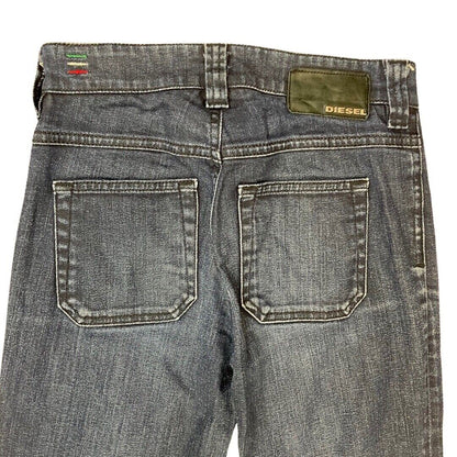 Vintage 90s Y2K Dark Blue Diesel Metal Distressed Bootcut Denim Jeans S 8 10