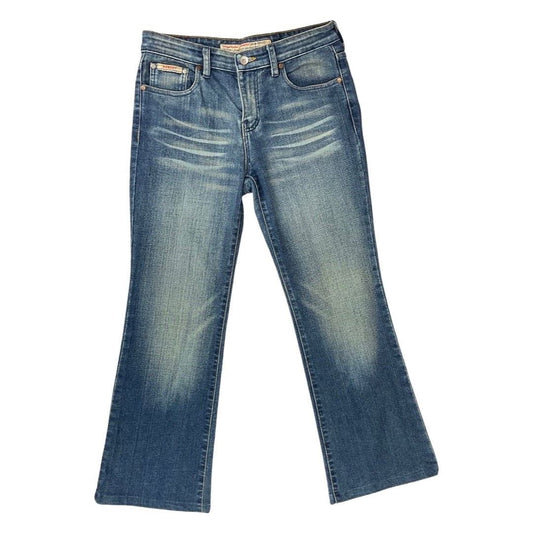 Vintage Y2K Dark Blue Nobody’s Distressed Bootcut Denim Jeans 30 Waist S