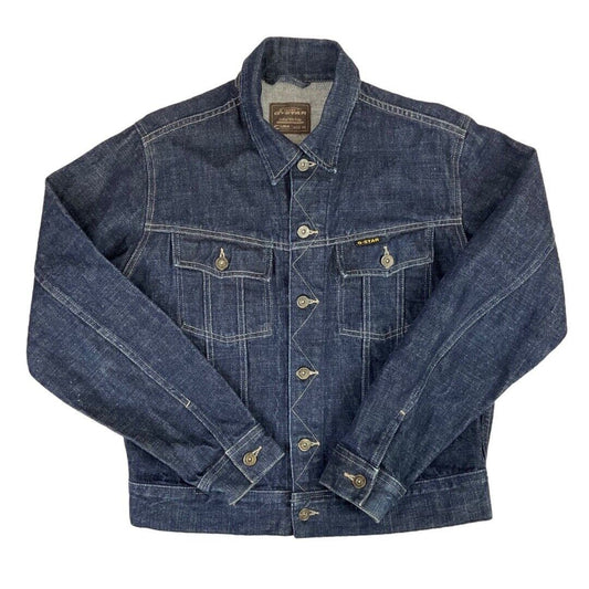 Vintage Y2K Dark Blue G-Star Contrast Stitch Jeans Denim Jacket 42 Chest M