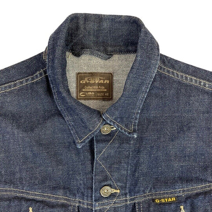 Vintage Y2K Dark Blue G-Star Contrast Stitch Jeans Denim Jacket 42 Chest M