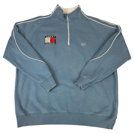 Vintage 90s Blue Nike Sports Technology Embroidered 1/4 Zip Jumper XL