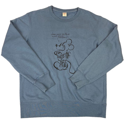00s Steel Blue Uniqlo Disney Collab Graphic Mickey Mouse Jumper L