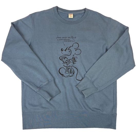 00s Steel Blue Uniqlo Disney Collab Graphic Mickey Mouse Jumper L