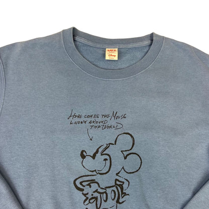 00s Steel Blue Uniqlo Disney Collab Graphic Mickey Mouse Jumper L