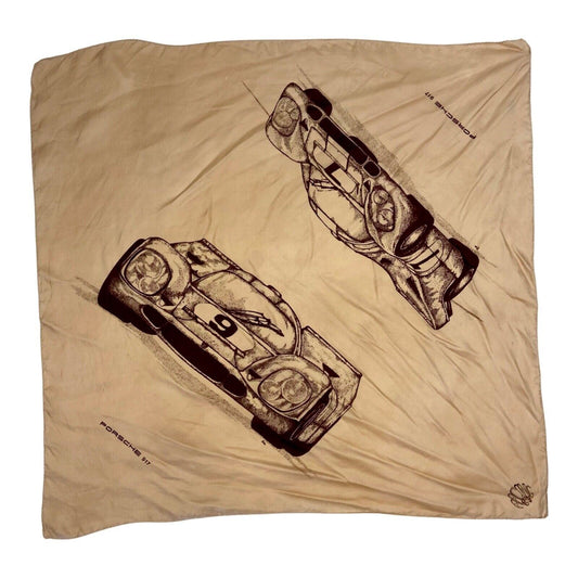 Vintage Rare Brown Porche Silk Scarf