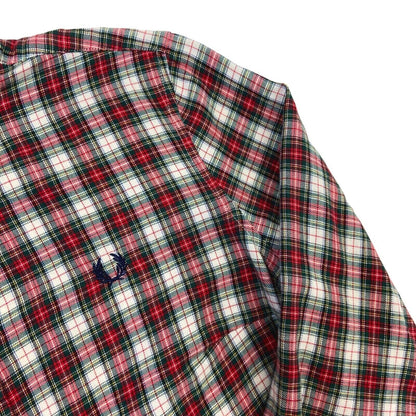 Vintage 90s 00s Red Green Plaid Fred Perry Button Down Long Sleeve Shirt S