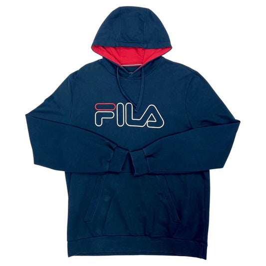 Vintage 90s 00s Navy Fila Spell Out Hoodie L