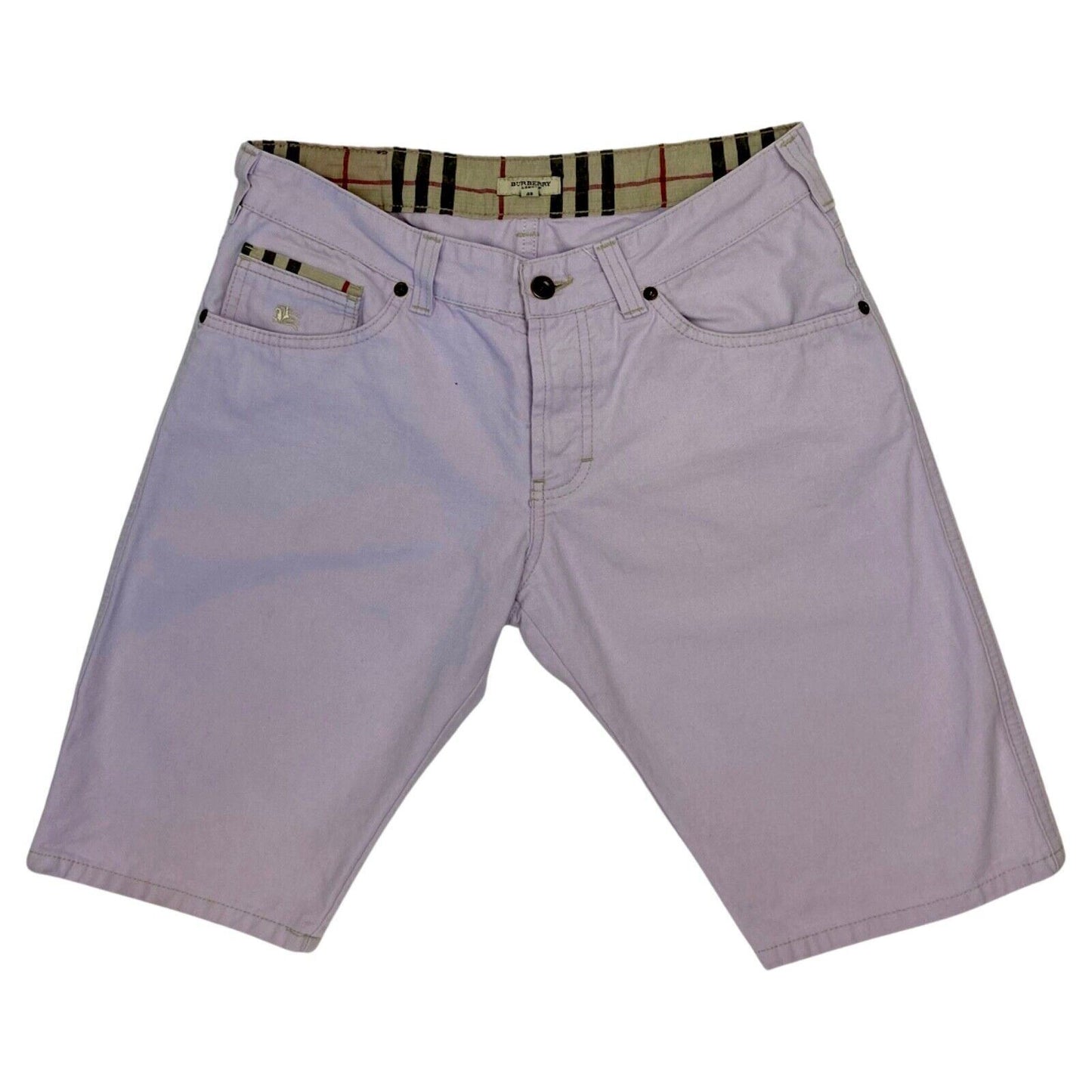 Vintage Y2K Lilac Purple Preppy Burberry Checked Denim Shorts M