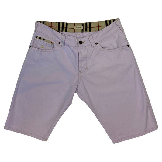 Vintage Y2K Lilac Purple Preppy Burberry Checked Denim Shorts M
