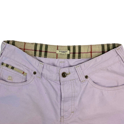 Vintage Y2K Lilac Purple Preppy Burberry Checked Denim Shorts M