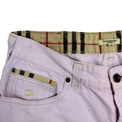 Vintage Y2K Lilac Purple Preppy Burberry Checked Denim Shorts M