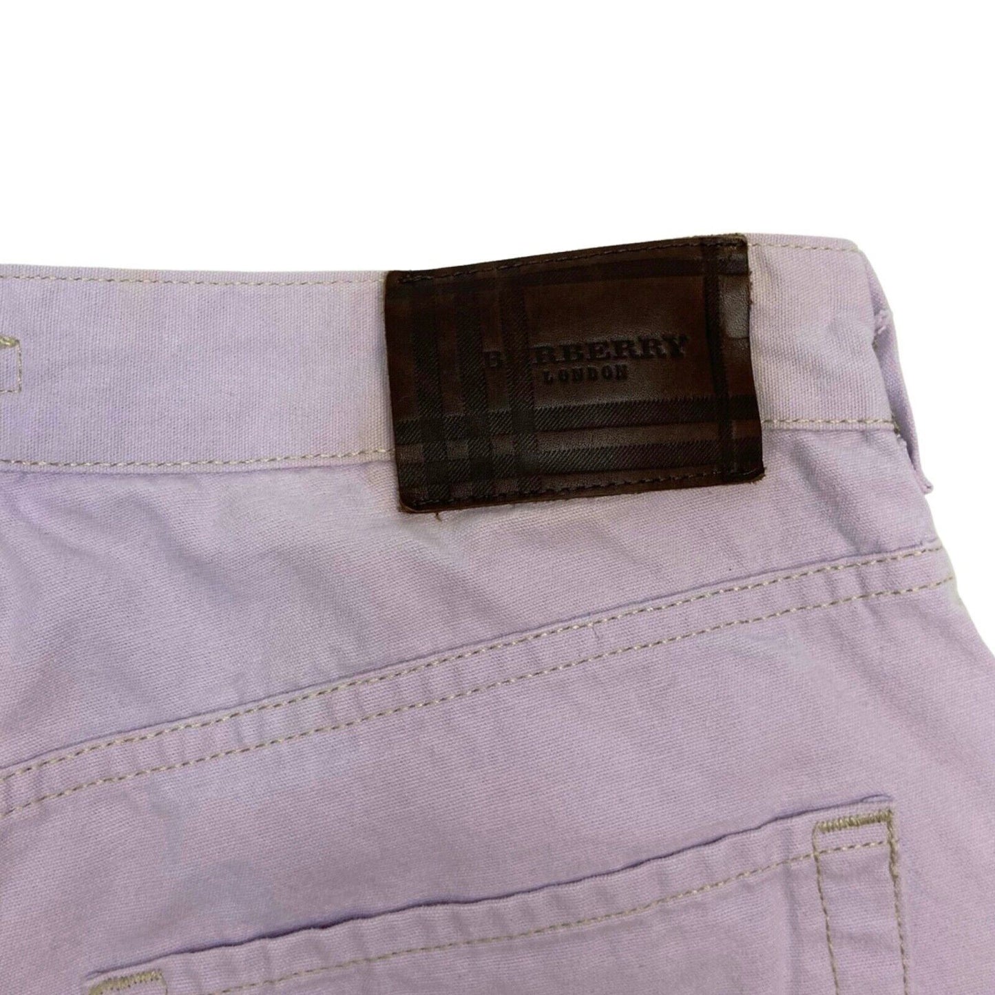 Vintage Y2K Lilac Purple Preppy Burberry Checked Denim Shorts M