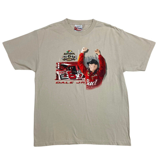 2004 Beige Dale Earnhardt Jr Daytona 500 Graphic Print Champion T-shirt M