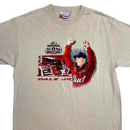 2004 Beige Dale Earnhardt Jr Daytona 500 Graphic Print Champion T-shirt M