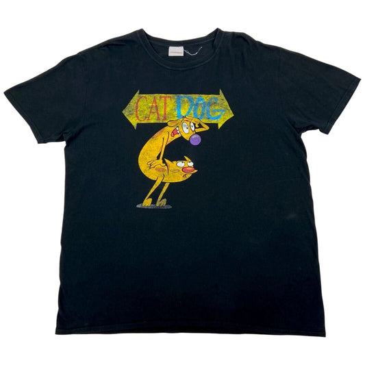 Vintage 90s Black Cat Dog Graphic T-shirt XL